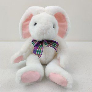 White and Pink Bunny Rabbit with Bow Stuffed Animal Plush Toy FTD Easter